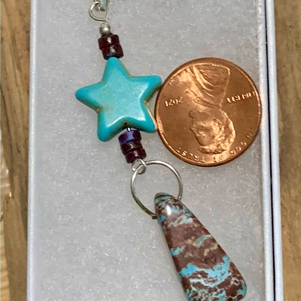 Turquoise star and jasper gemstone pendant